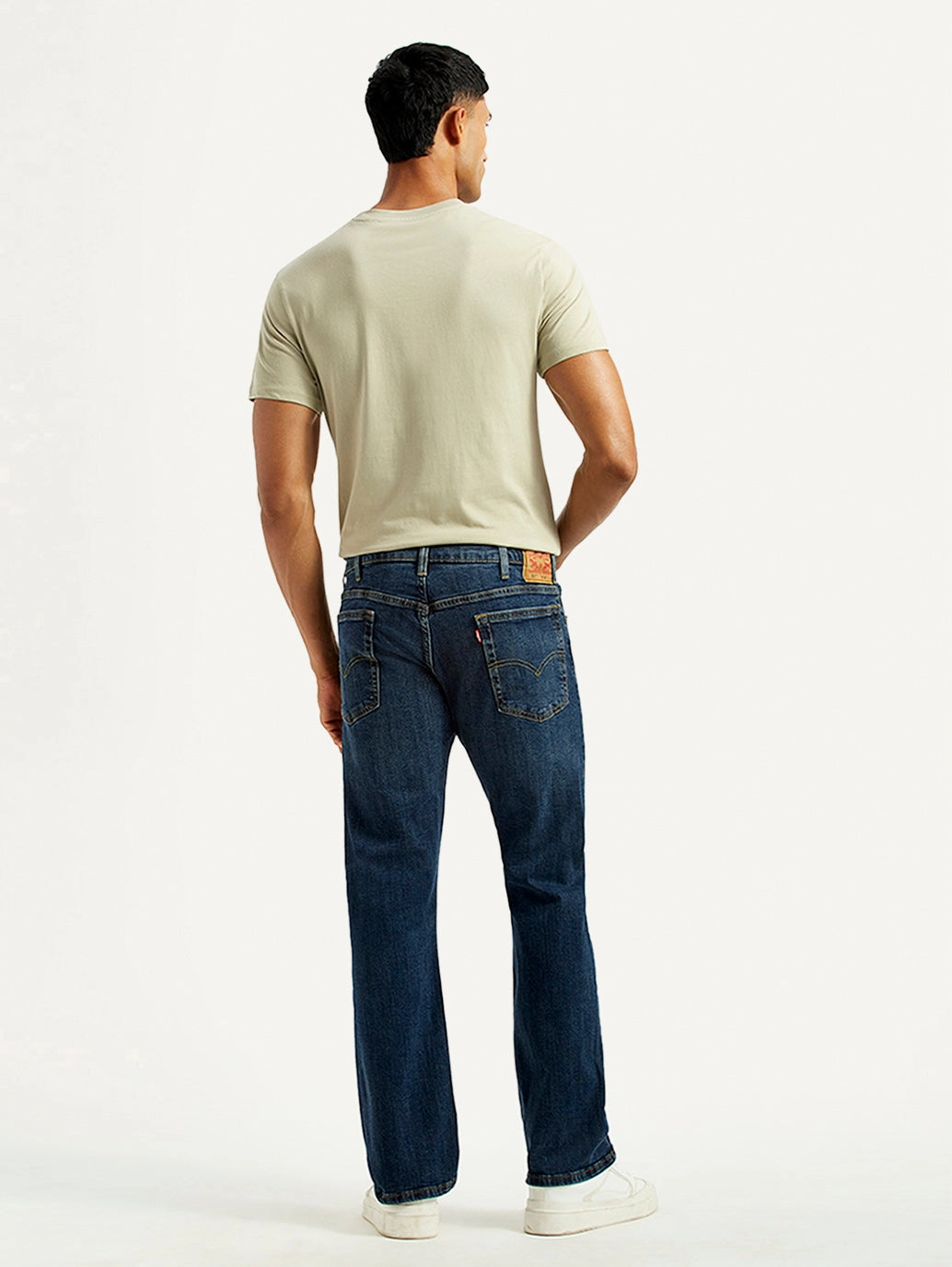 Relaxed Fit Waist Anti Static Material Blend Men's 517 Dark Indigo Bootcut Fit Mid Rise Jeans