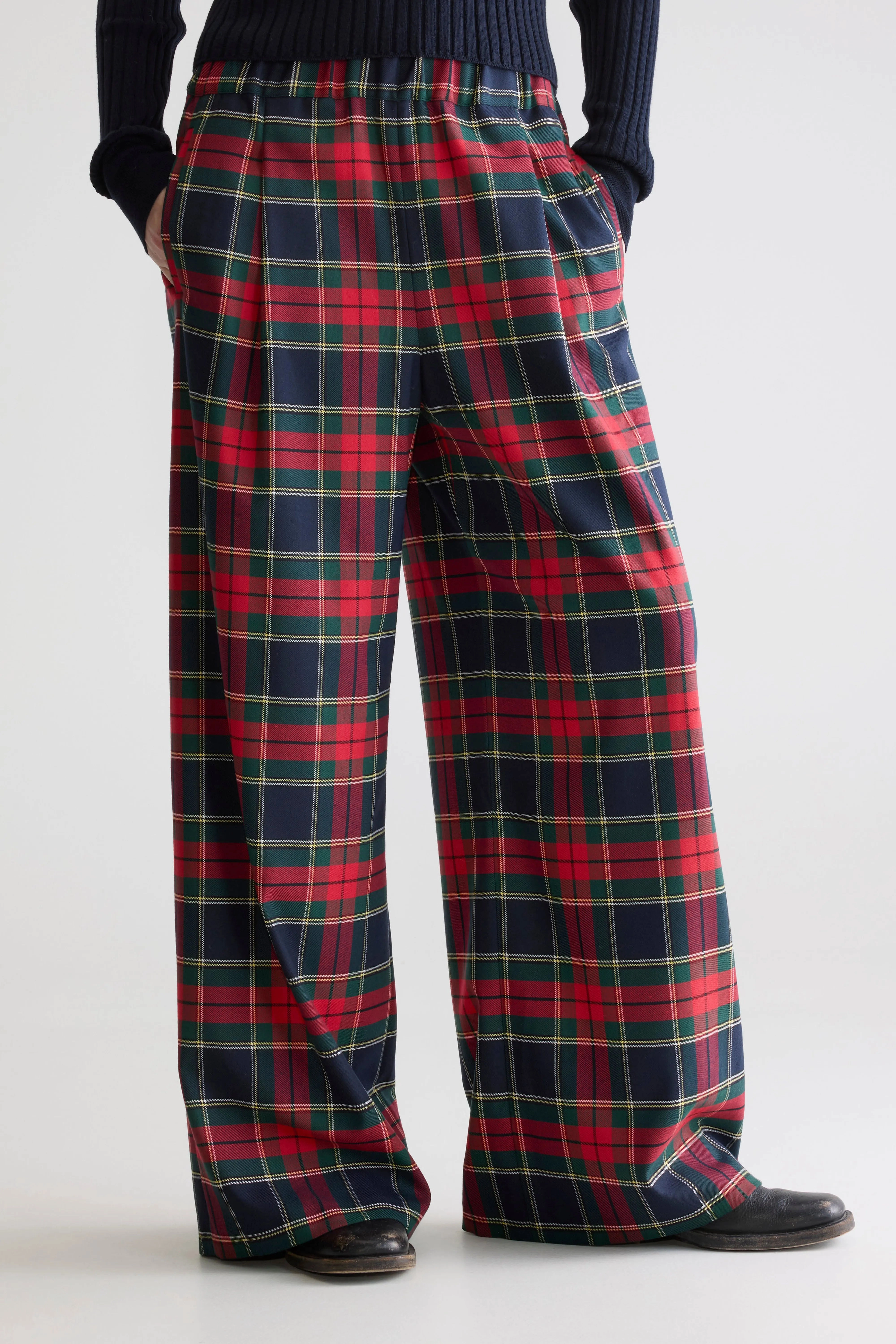 Quick drying material Soft Touch Vespa wide trousers (252 / W / CHECK B)