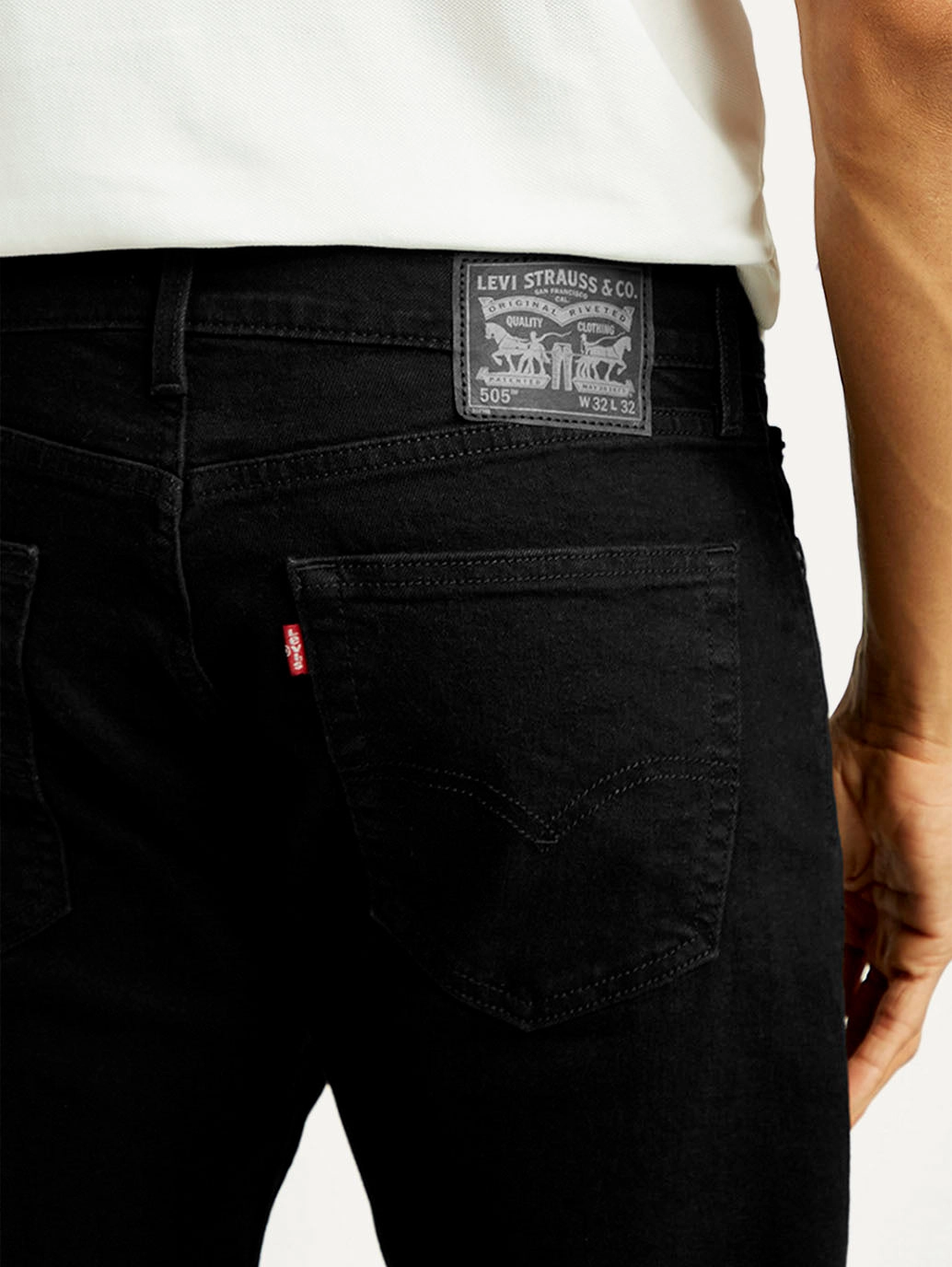 Men's 505 Black Straight Fit Mid Rise Jeans Weekend Uniform