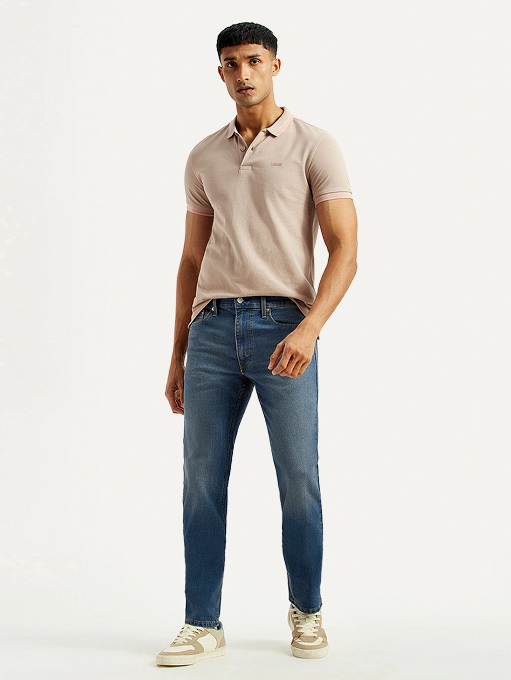 Men's 513 Med Indigo Slim Straight Fit Mid Rise Jeans Stylish Touch Contemporary Style