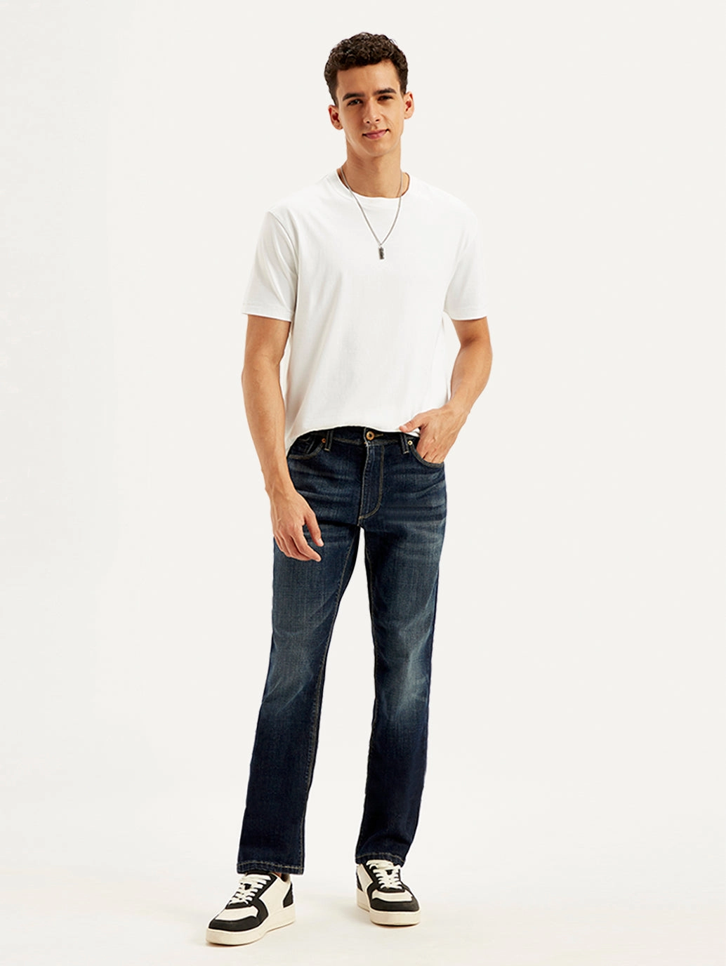 Reinforced Belt Loops Classic Fit Design Men's 511 Navy Blue Slim Fit Mid Rise Jeans