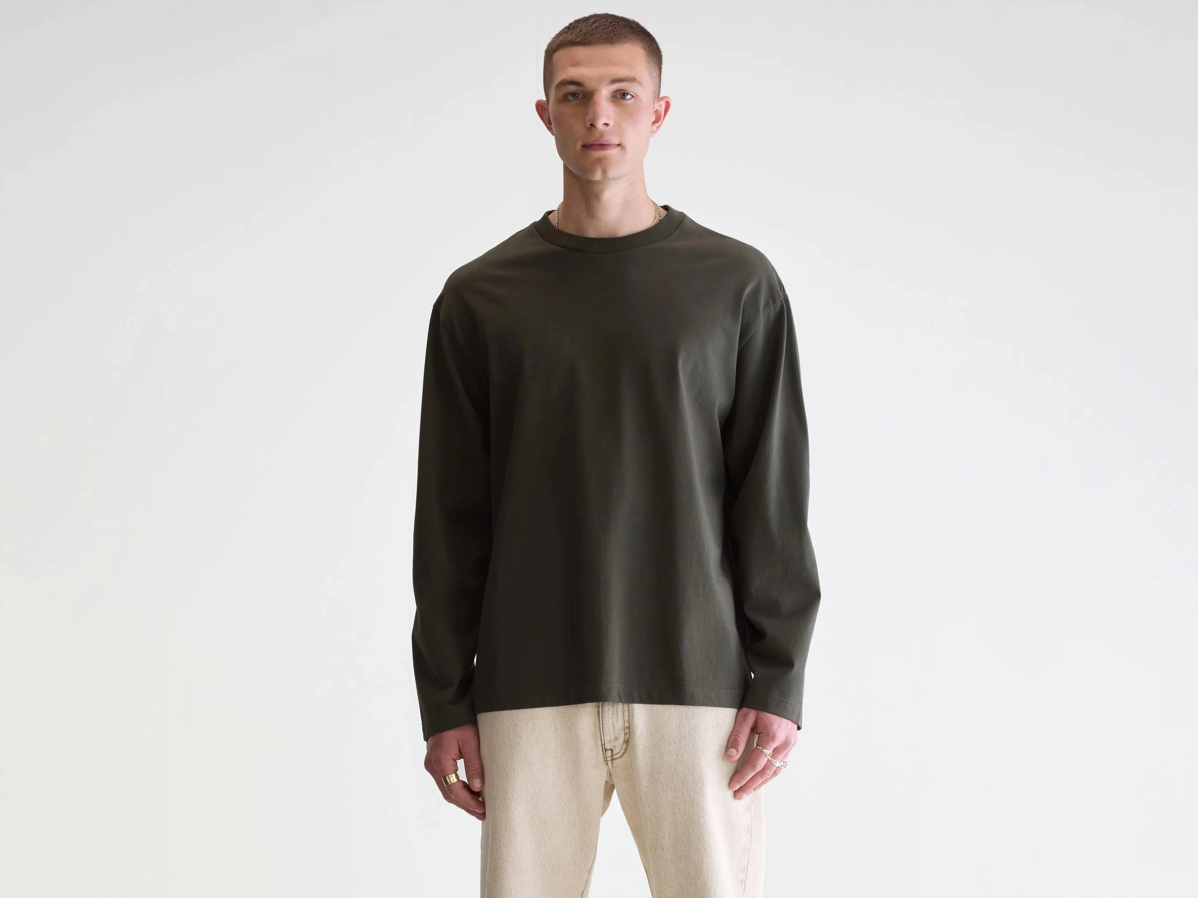 Vlugi long-sleeve t-shirt (252 / M / DARK OLIVE) preshrunk Snag Free Fabric
