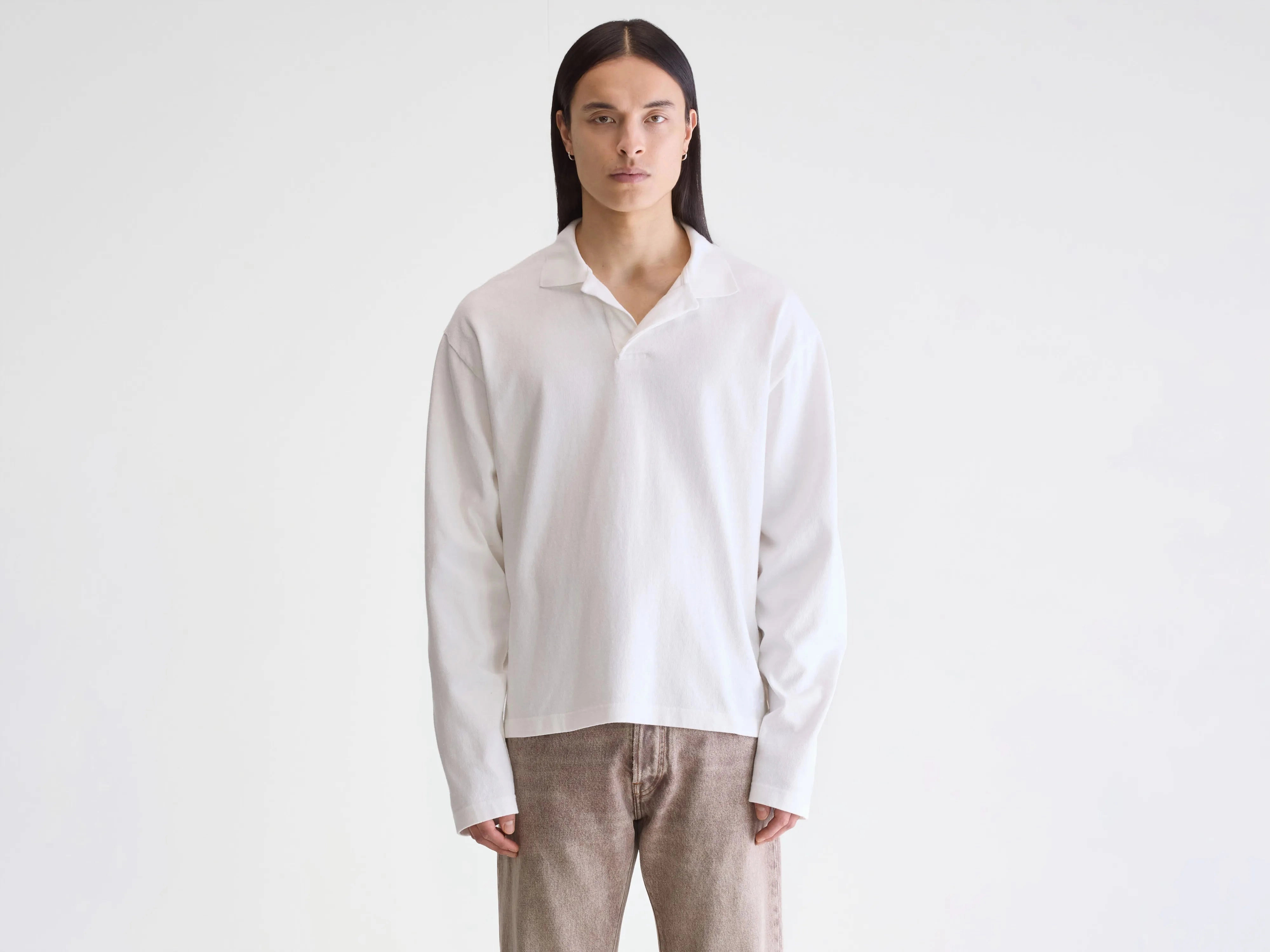MoistureWicking Material PolyesterBlend Vlugies long-sleeve polo (252 / M / OFF WHITE)
