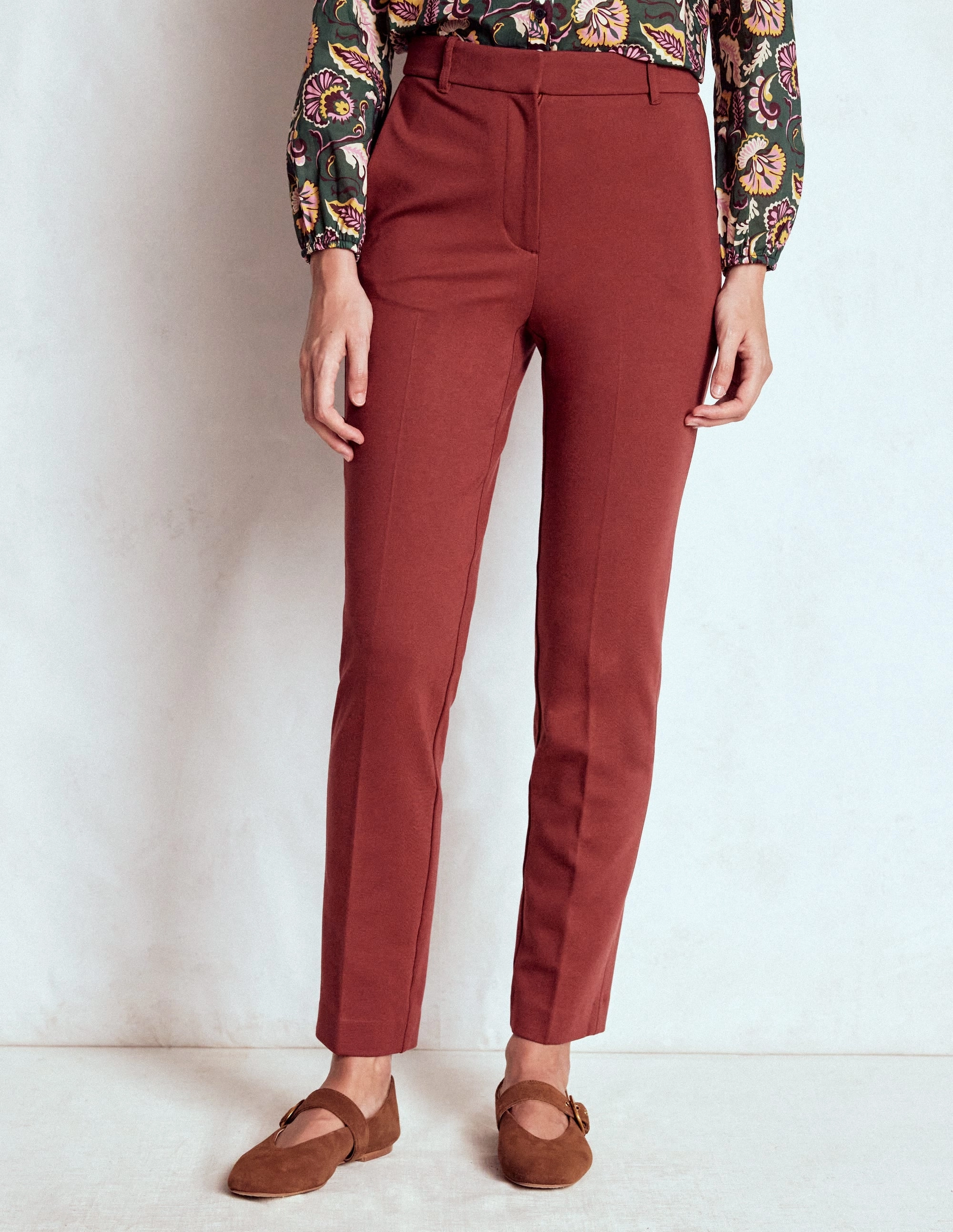 LightweightComfort Highgate Ponte Trousers-Chestnut