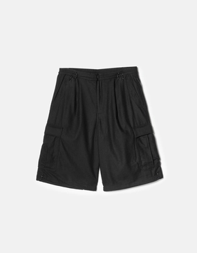 7118 Oversized Wool Cargo Snoshorts Black Low Profile Zipper