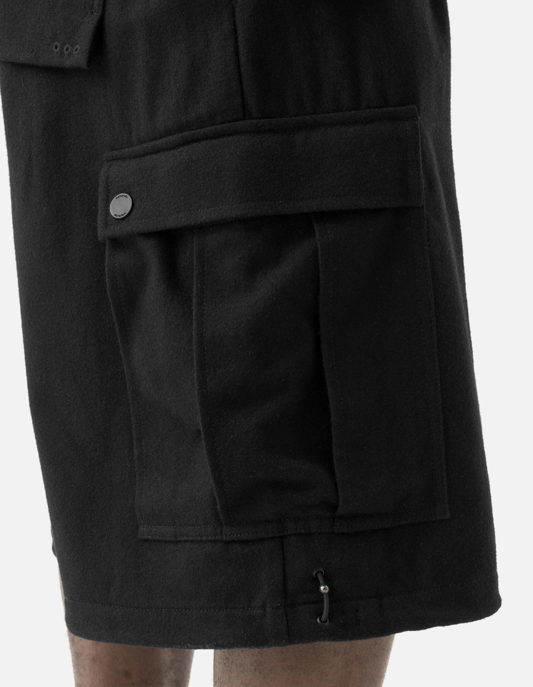 School Uniform QuickDryTechnology 7118 Oversized Wool Cargo Snoshorts Black