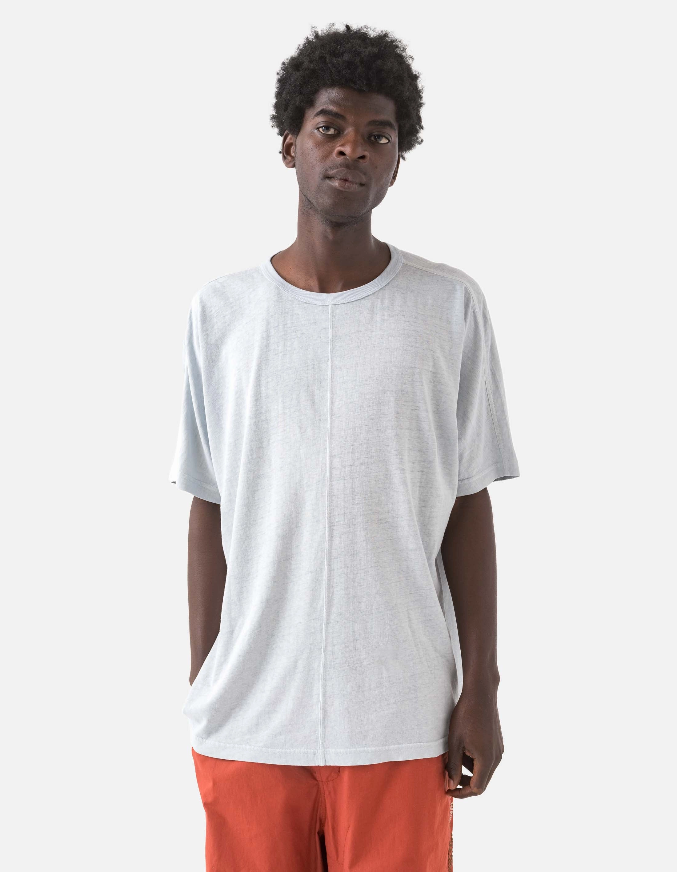 Simple Pullover WaterResistantCoating 5234 Hemp Cross Loose S/S T-Shirt Ice Blue