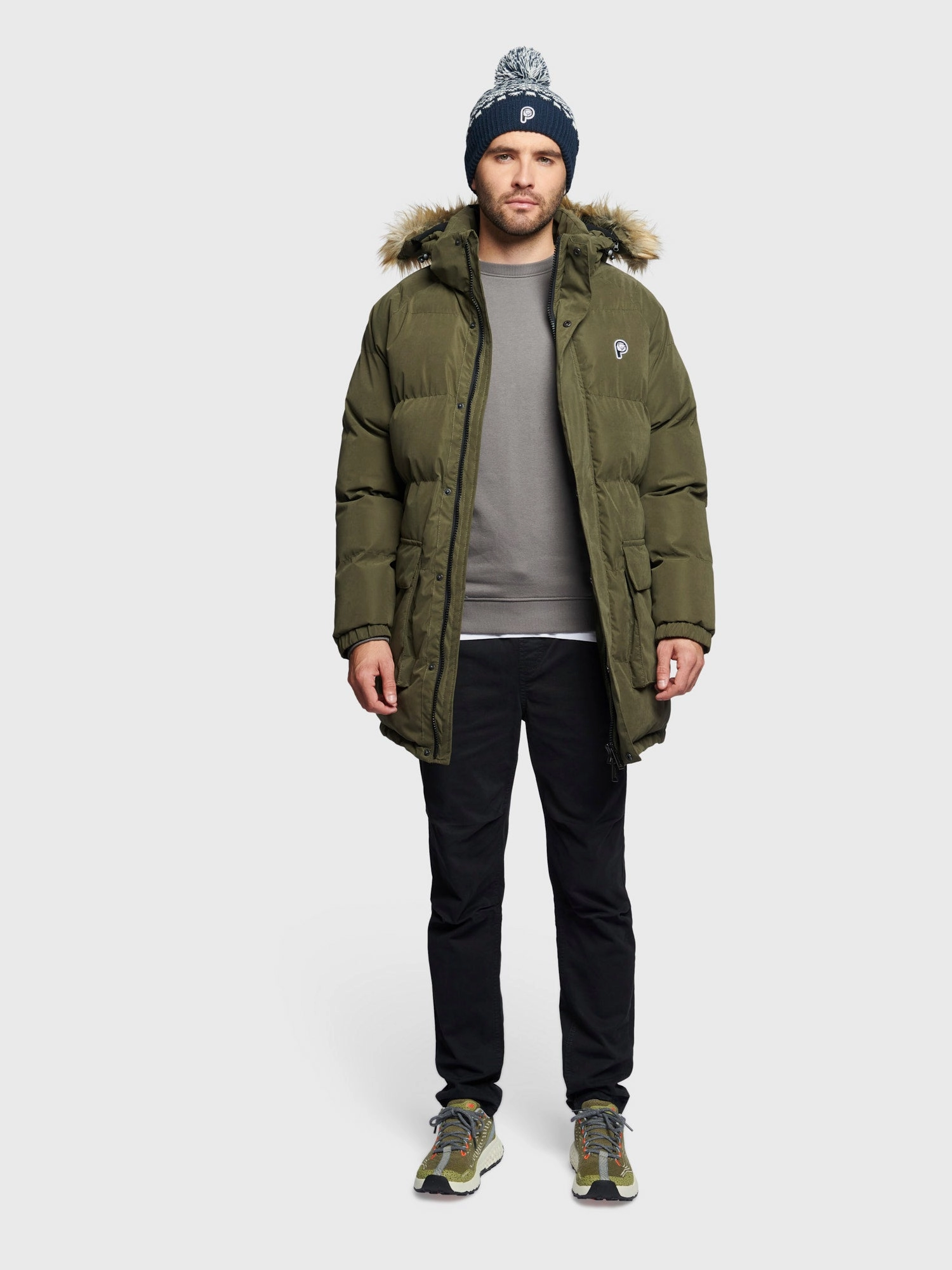 P Bear Puffer Jacket in Forest Night hypoallergenic material Noise Free Material