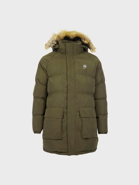 Reversible Layer Soft Cover P Bear Puffer Jacket in Forest Night