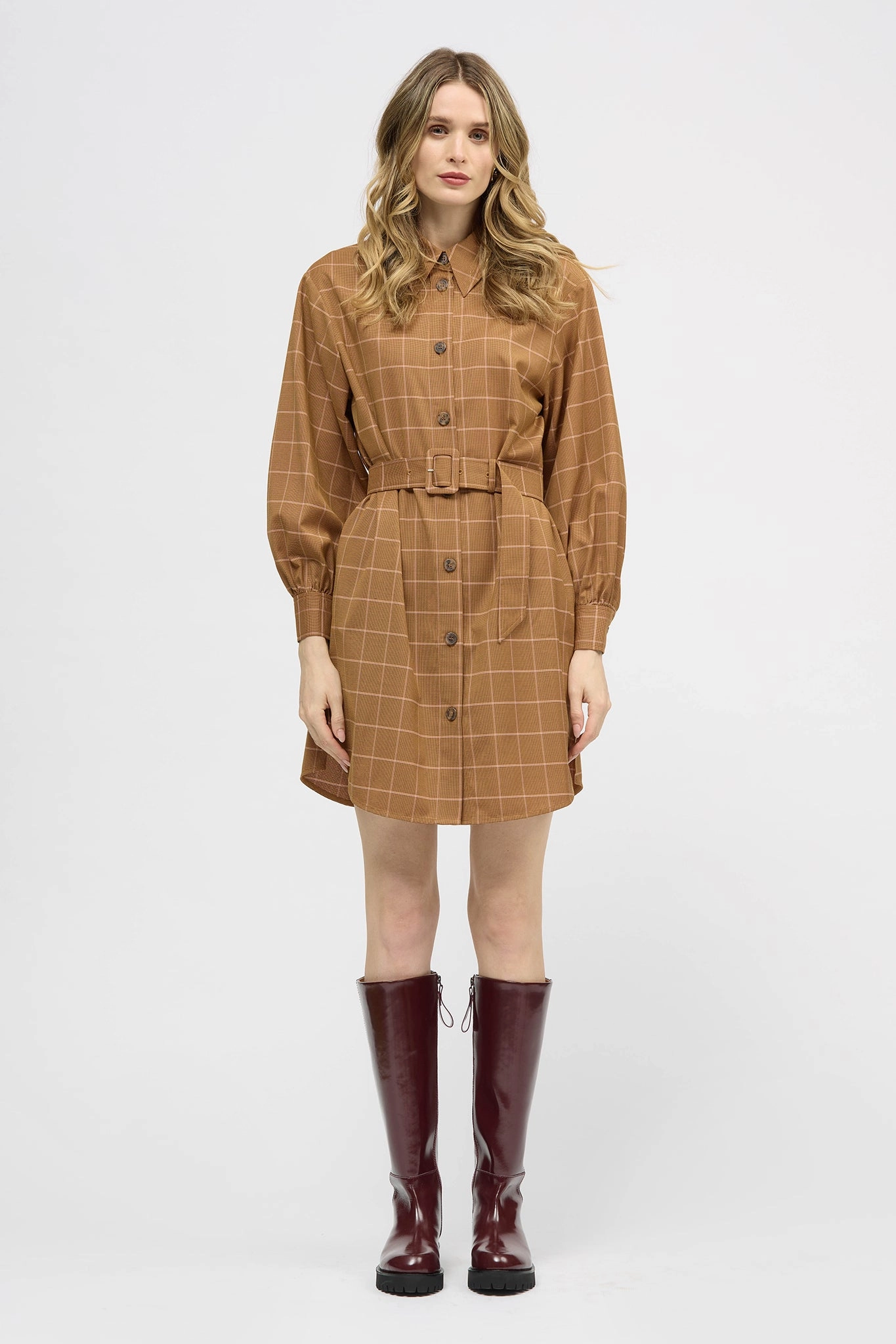Whistler Dress Orange Check Elegant Fit