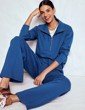 Wide Leg Joggers-Tourmaline Blue Water Repellent Body Contour