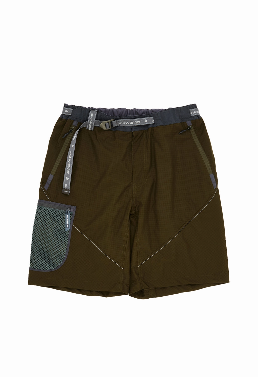 Modular Storage Design embroidery details and wander Men's Breath Rip Short Pants - Khaki