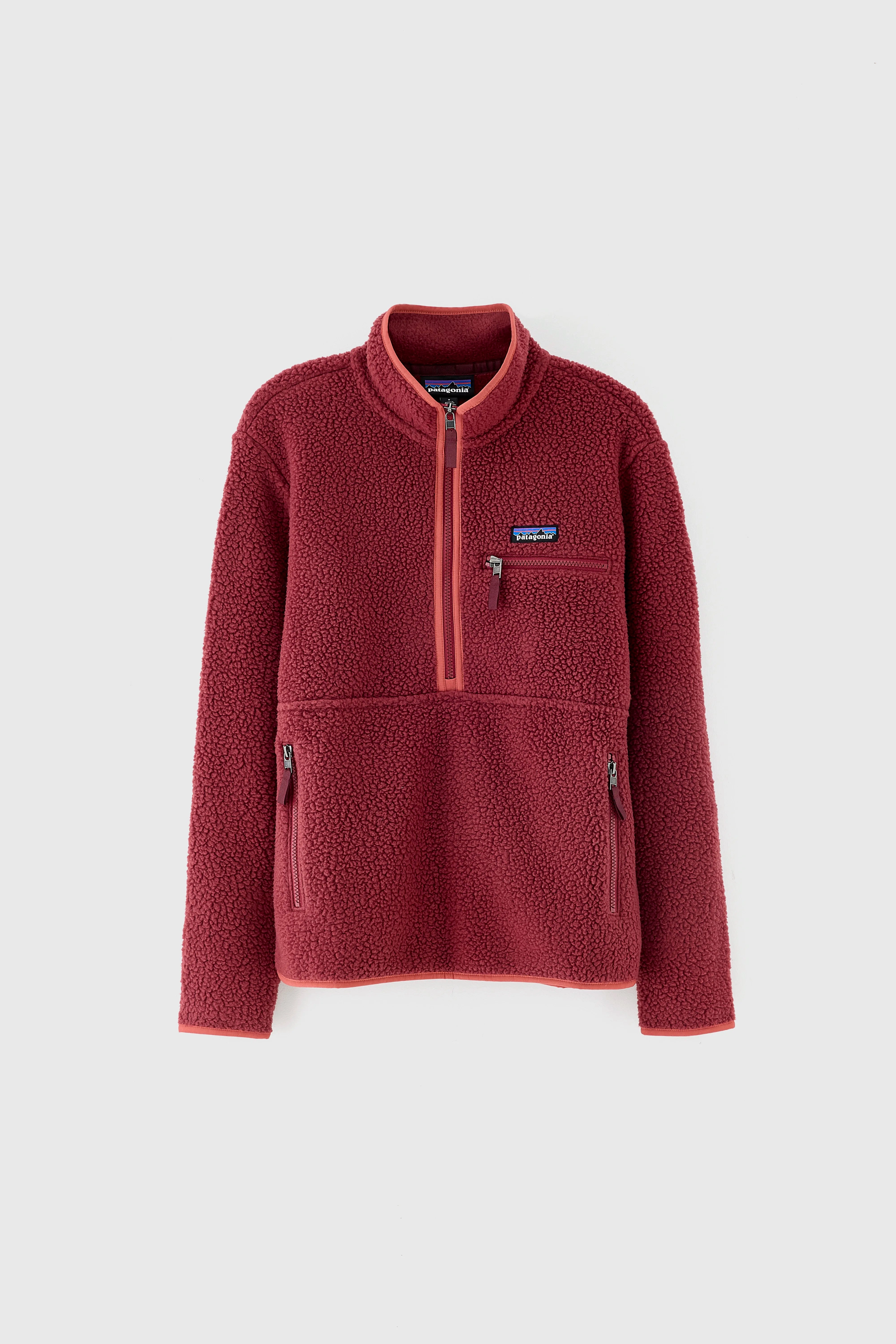 Women's Retro Pile Marsupial Pullover  (252 / W / RED) Minimalist Style