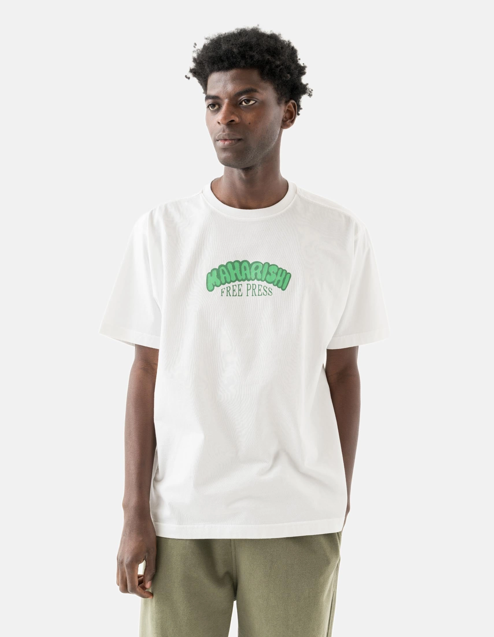 2204 Grunt Free Press S/S T-Shirt White StretchComfort Modern Silhouette