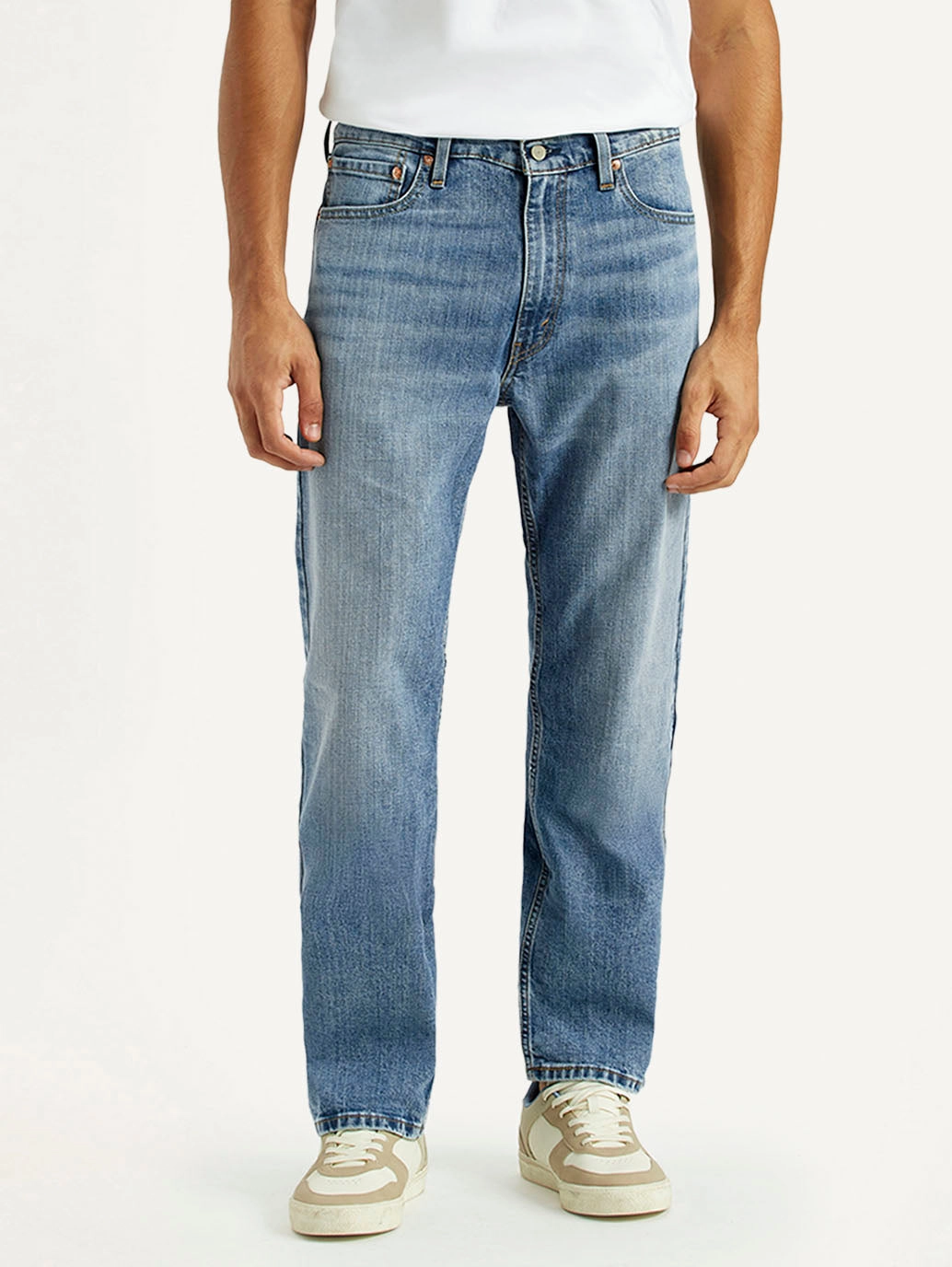 Men's 555 Light Indigo Loose Fit Mid Rise Jeans Timeless Edge Fade Resistant Finish