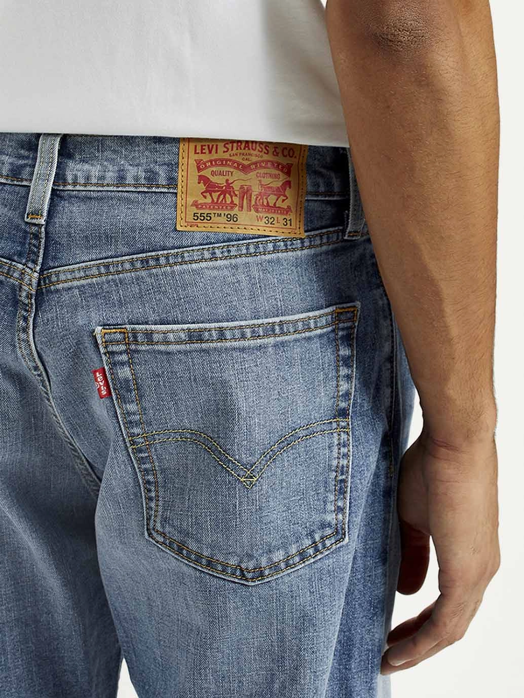 Men's 555 Light Indigo Loose Fit Mid Rise Jeans Perfect Length Fresh Attire