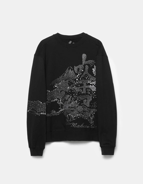 Fitted Shape 6128 Fubuki Dragon Embroidered Crew Sweat Black