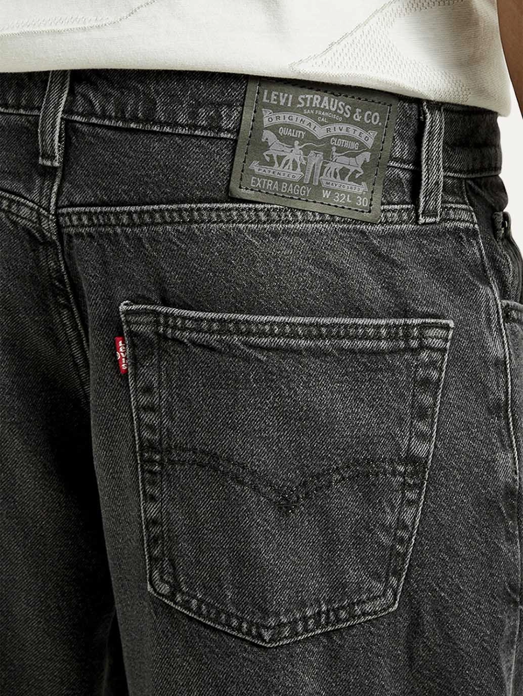 Winter Warmth Student Outfit Textured All Purpose Men's Extra Baggy Fit Wide Leg Charcoal Grey Jeans